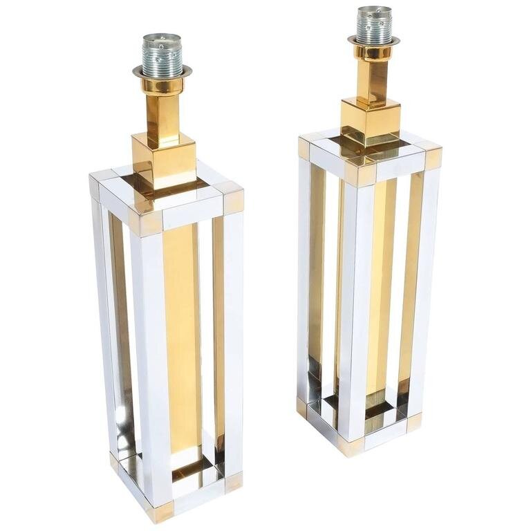 Romeo Rega Chrome and Brass Table Lamps