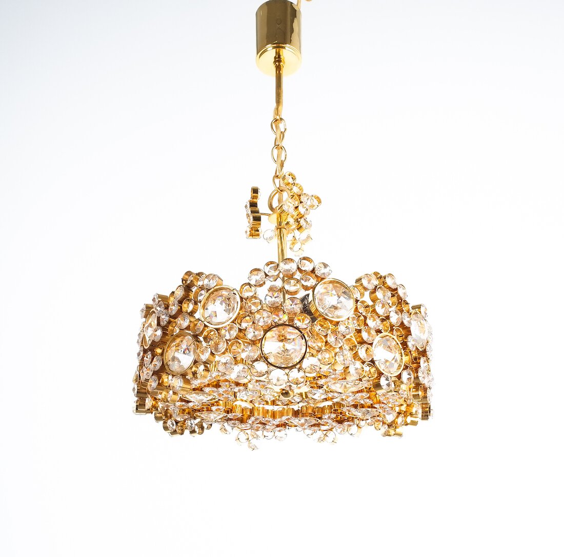 Palwa encrusted Brass glass chandelier _01