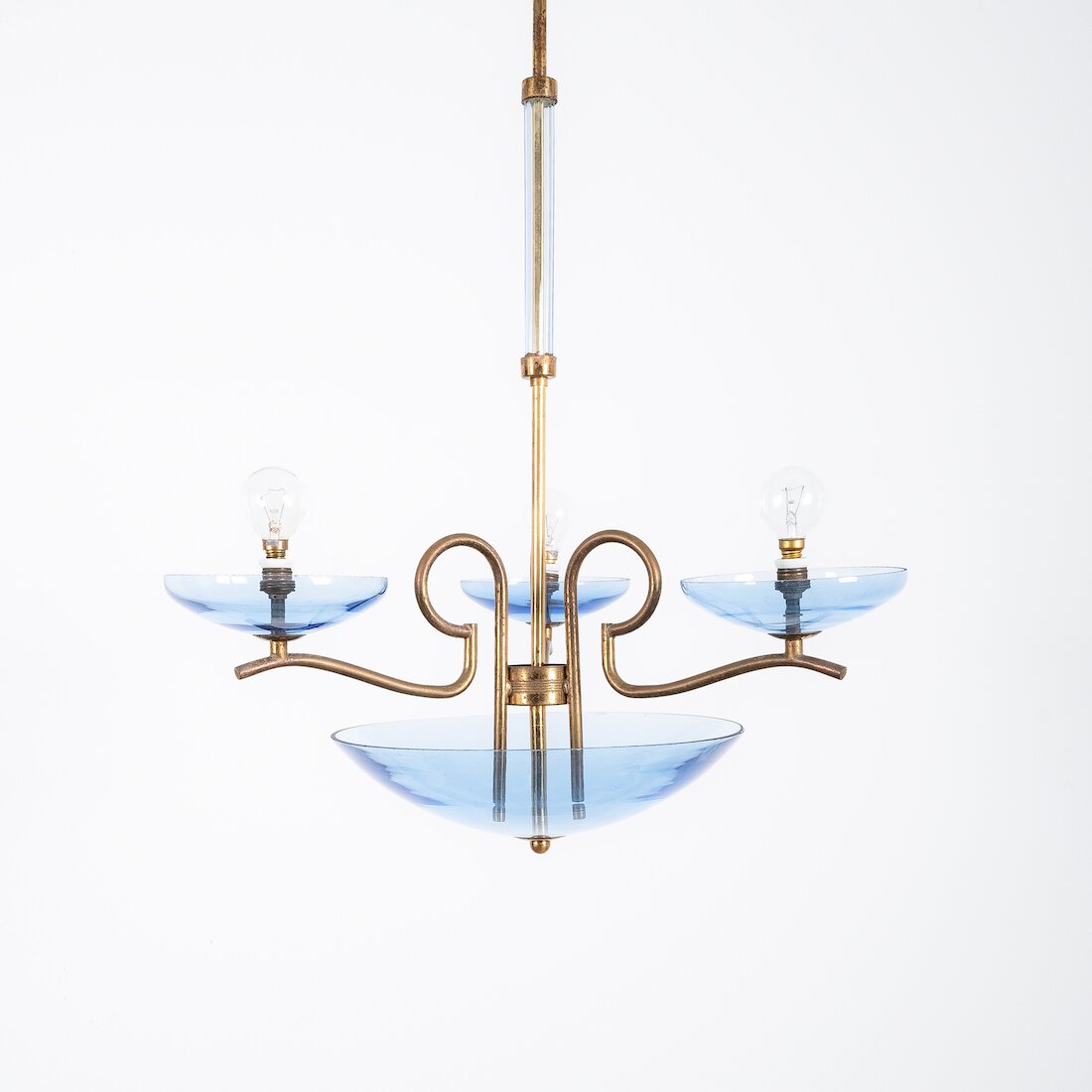 Blue Glass Chandelier Venini Italy 1950 02