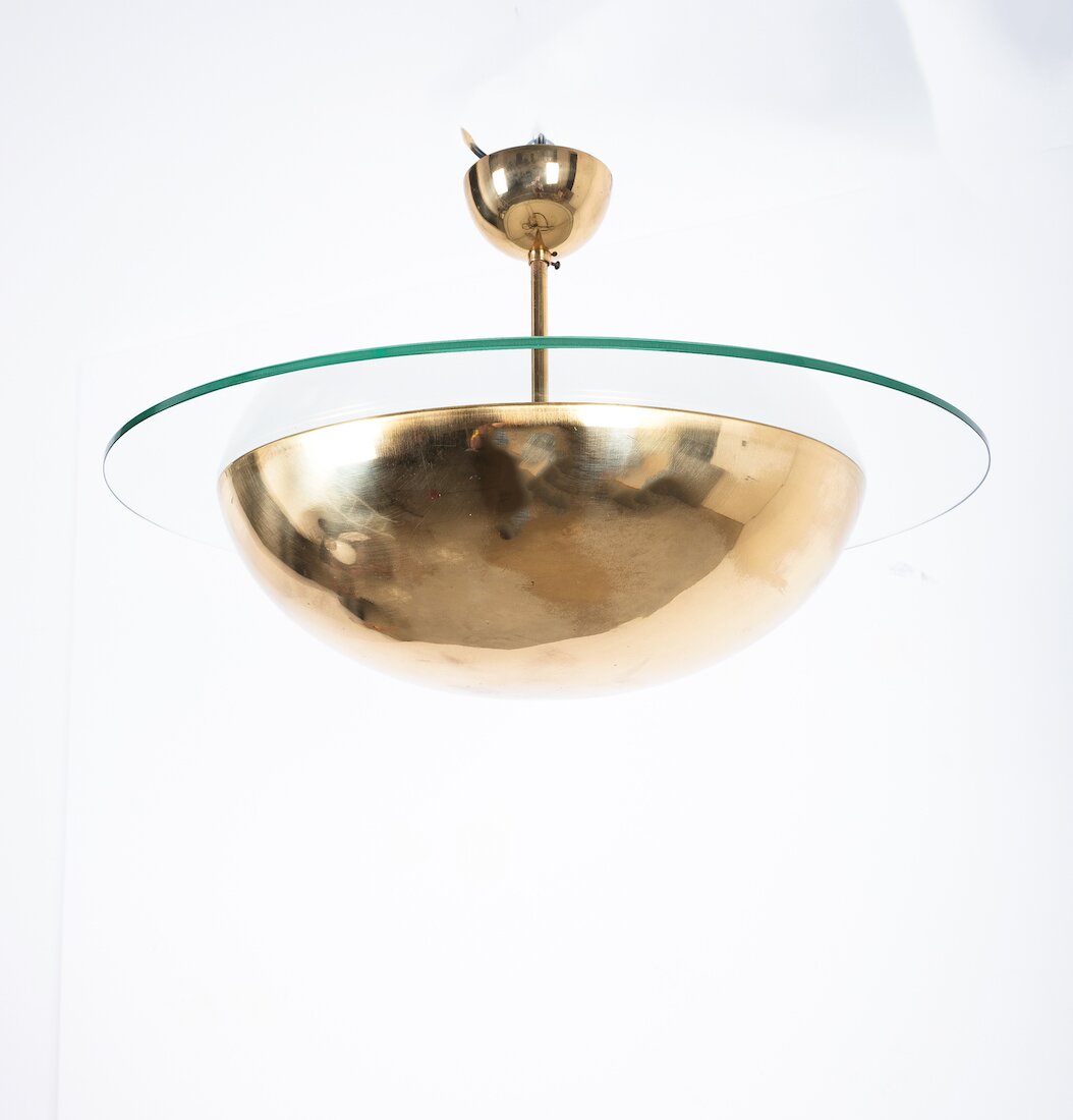 Kalmar Brass Dome Glass Semi Flush Mount 07