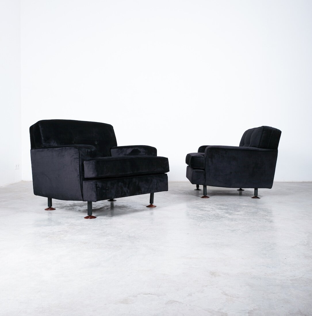 marco Zanuso Square Chairs Black Velvet 13