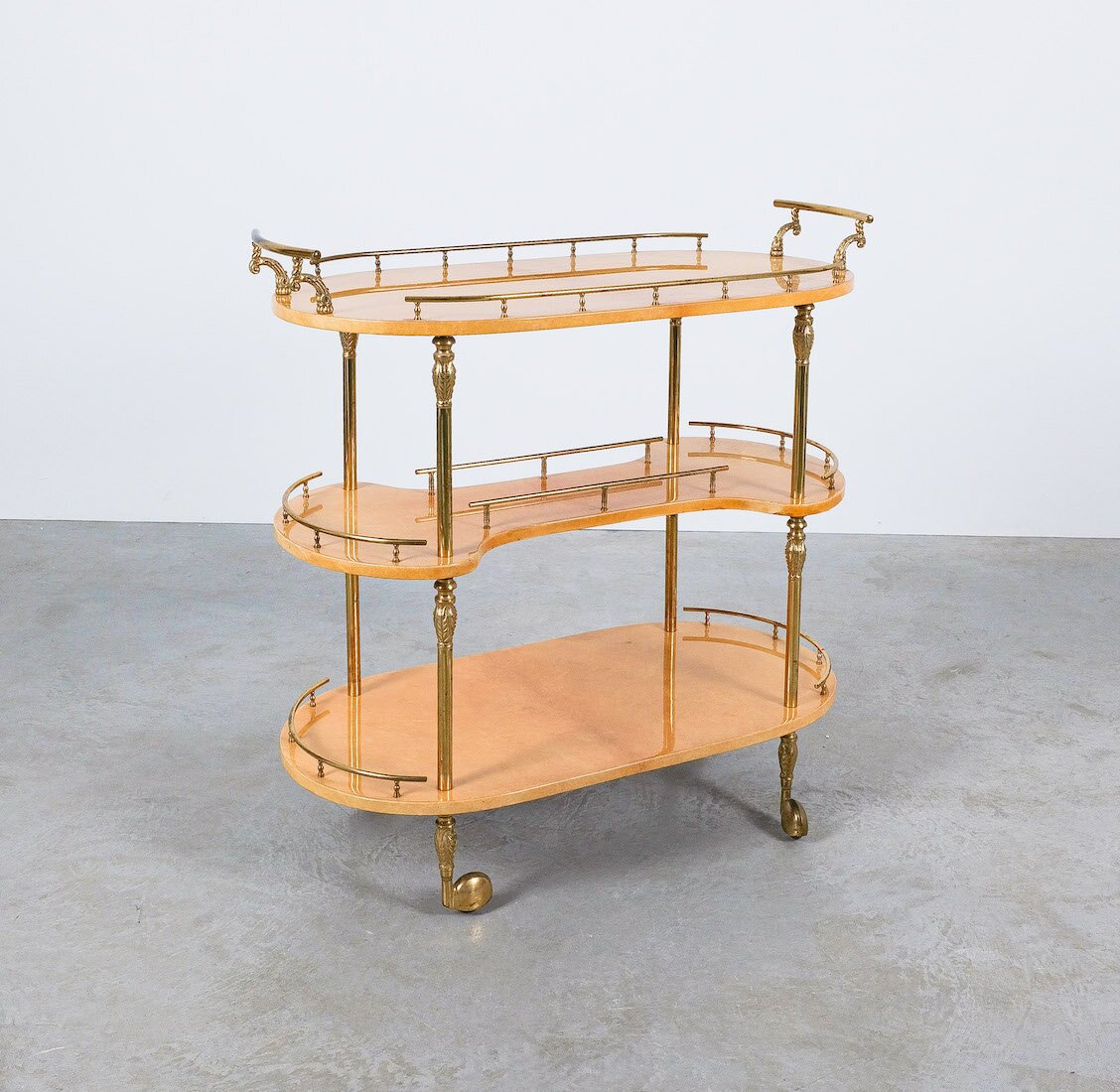 Aldo Tura Bar Cart Three Tier Parchment 01