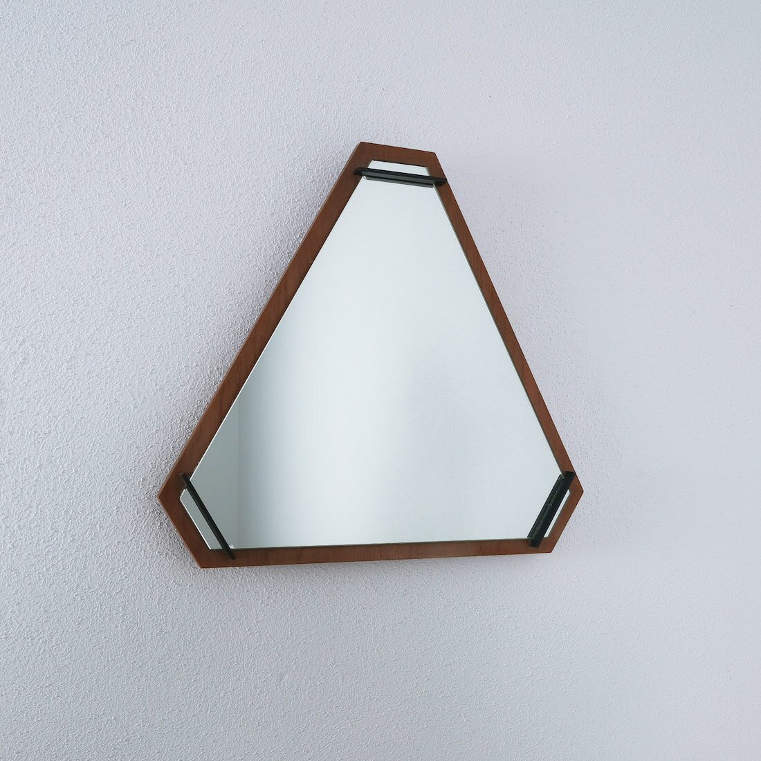 walnut wood Derive Triangular Mirror Wood Mid Century 05