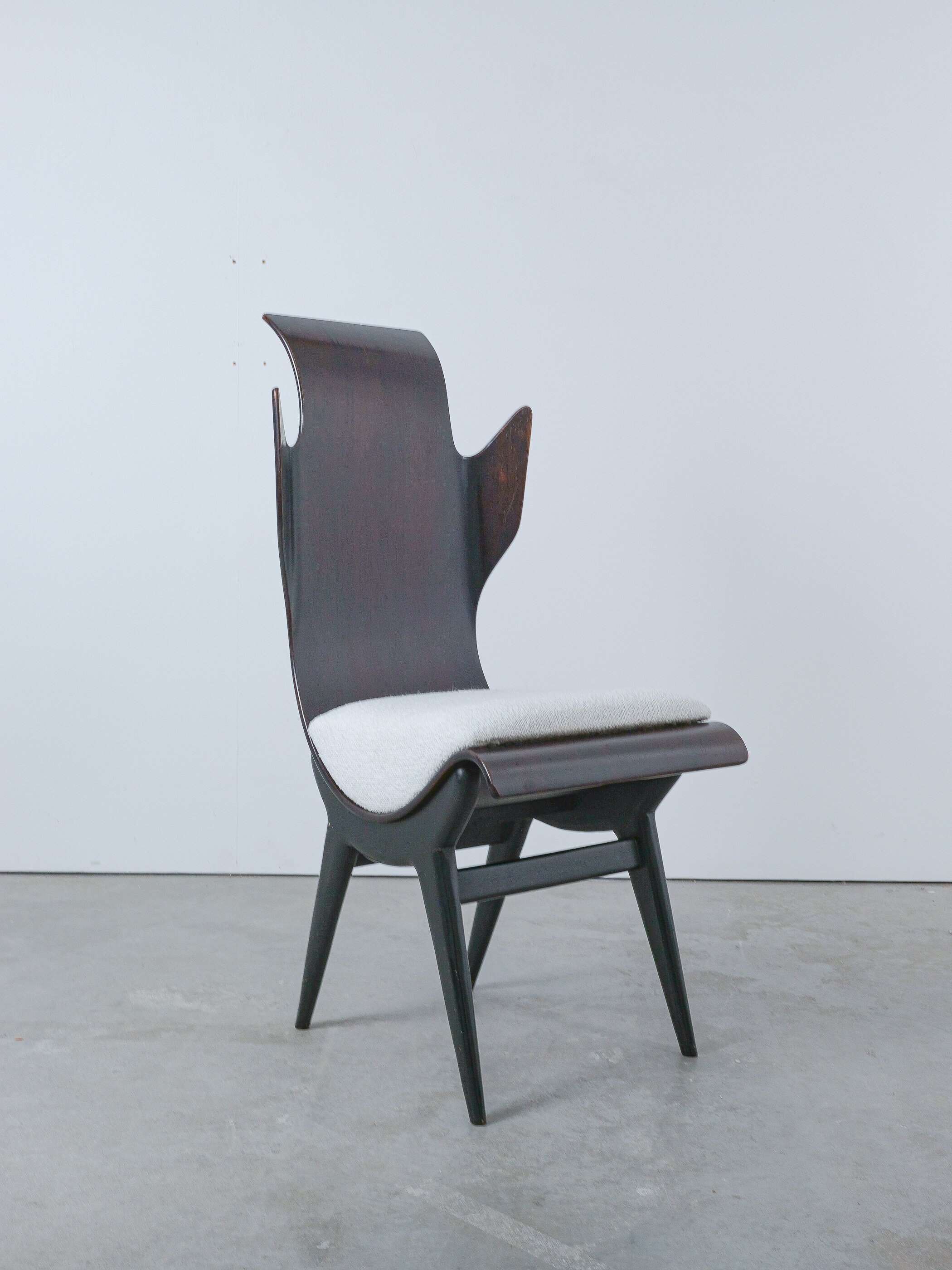 Flame Chair by Dante LaTorre, 1960 - Rosewood White Bouclé, Italy