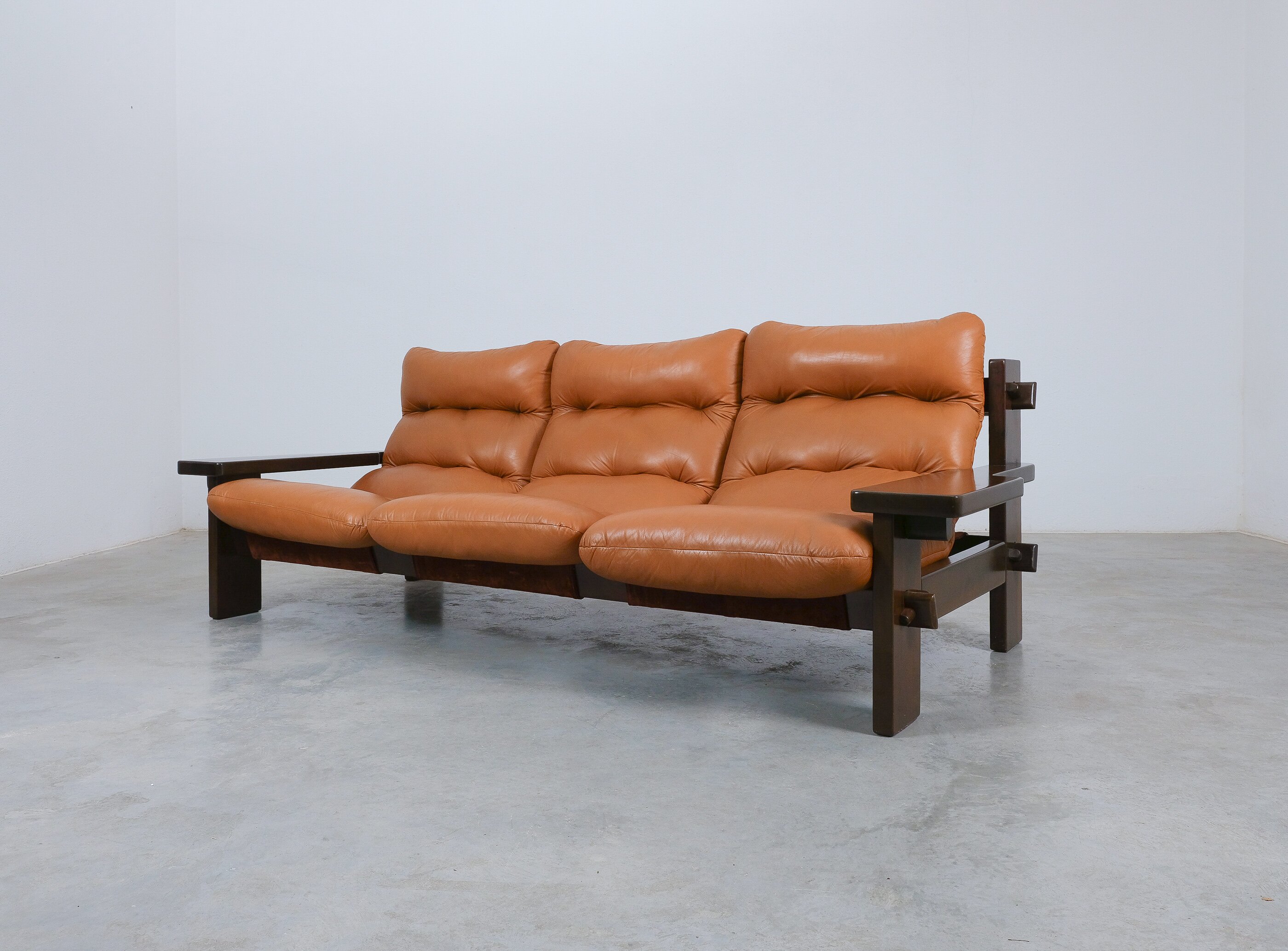 Jean Gillon Paddle Sofa, 1960 - Leather 3 Seater for Probel Brazil