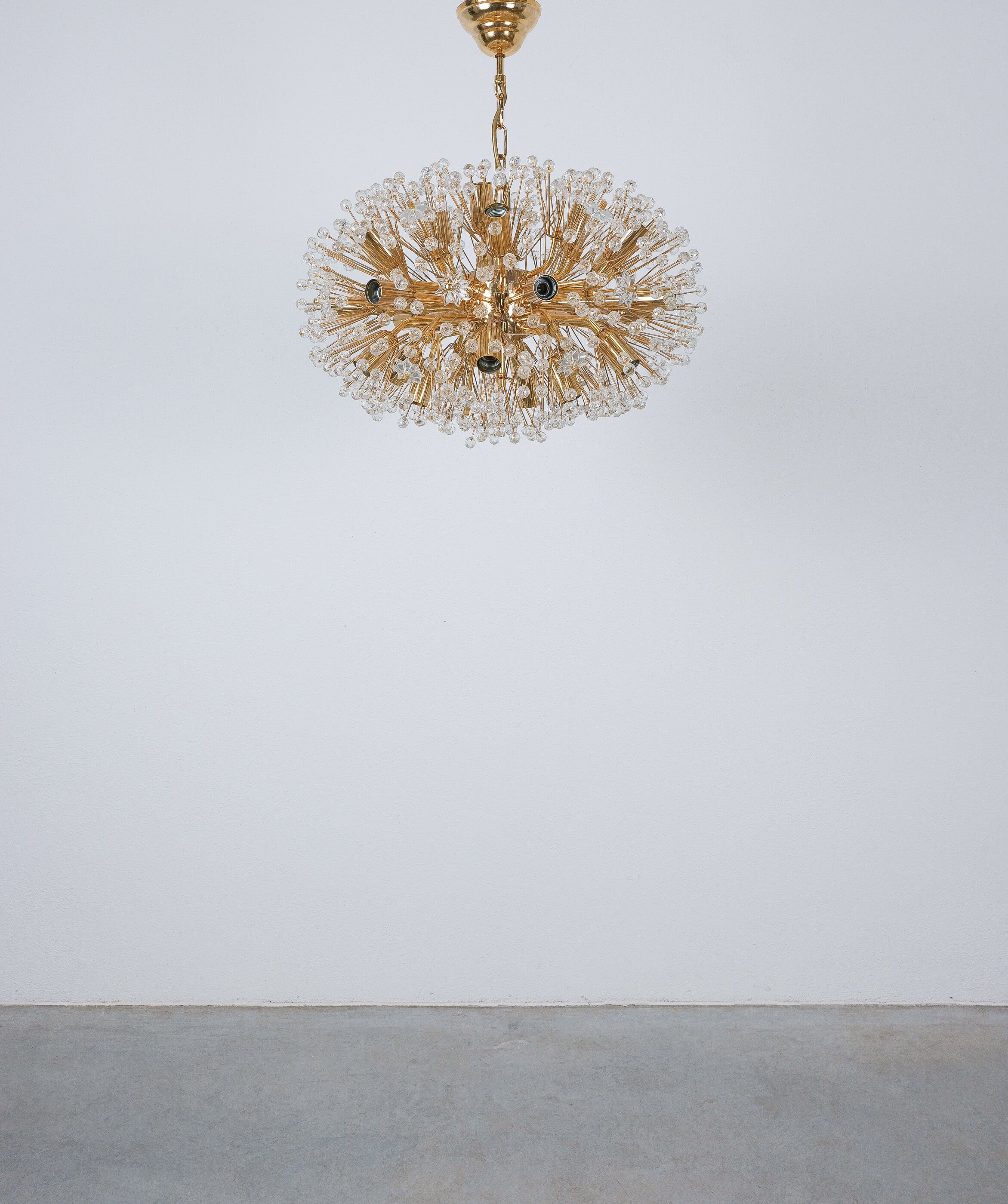 Emil Stejnar スプートニク シャンデリア ミッドセンチュリー ランプ Emil Stejnar Oval Starburst Chandelier, 1970 - Brass Glass Gold