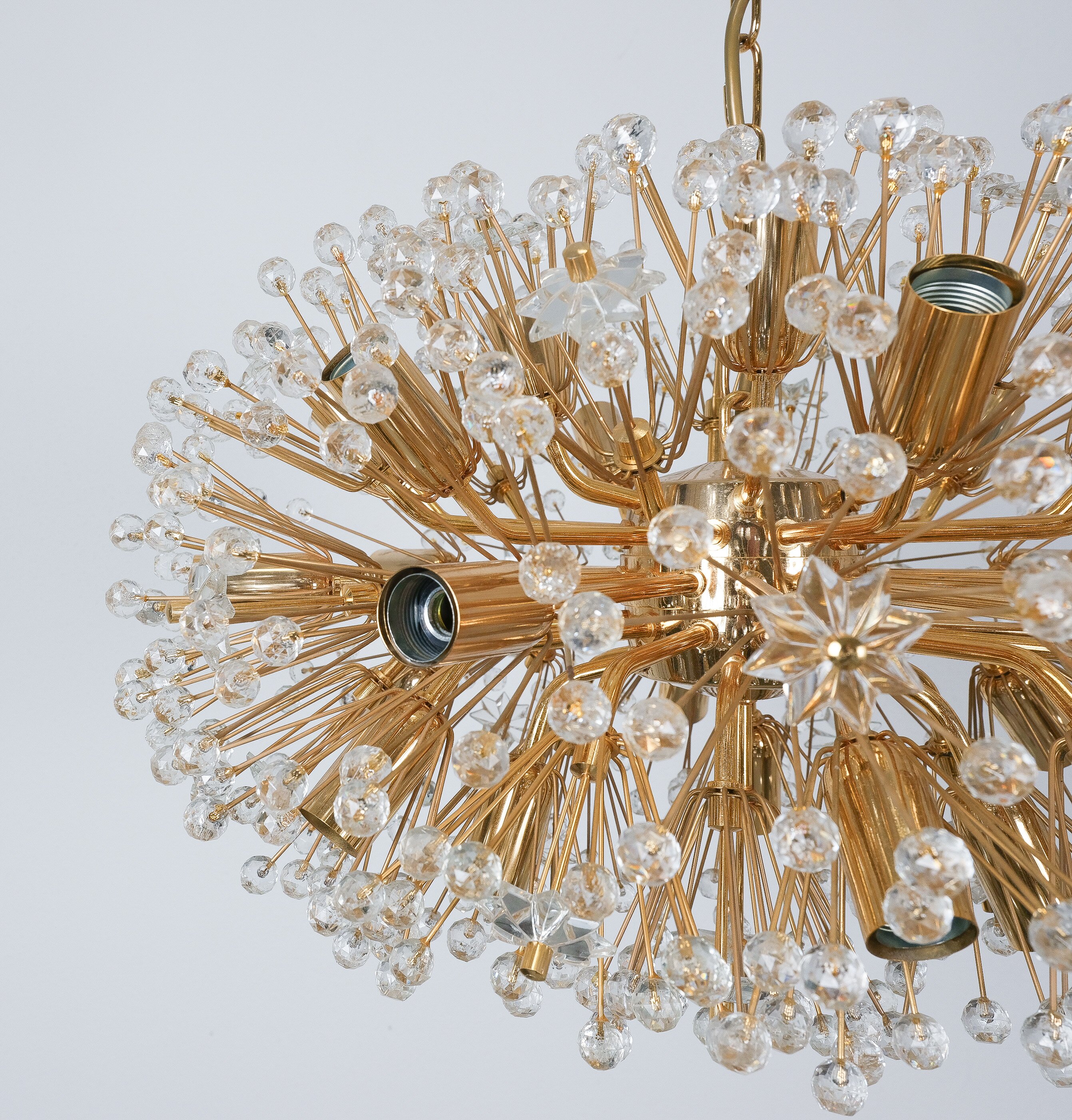 Emil Stejnar Oval Starburst Chandelier, 1970 - Brass Glass Gold
