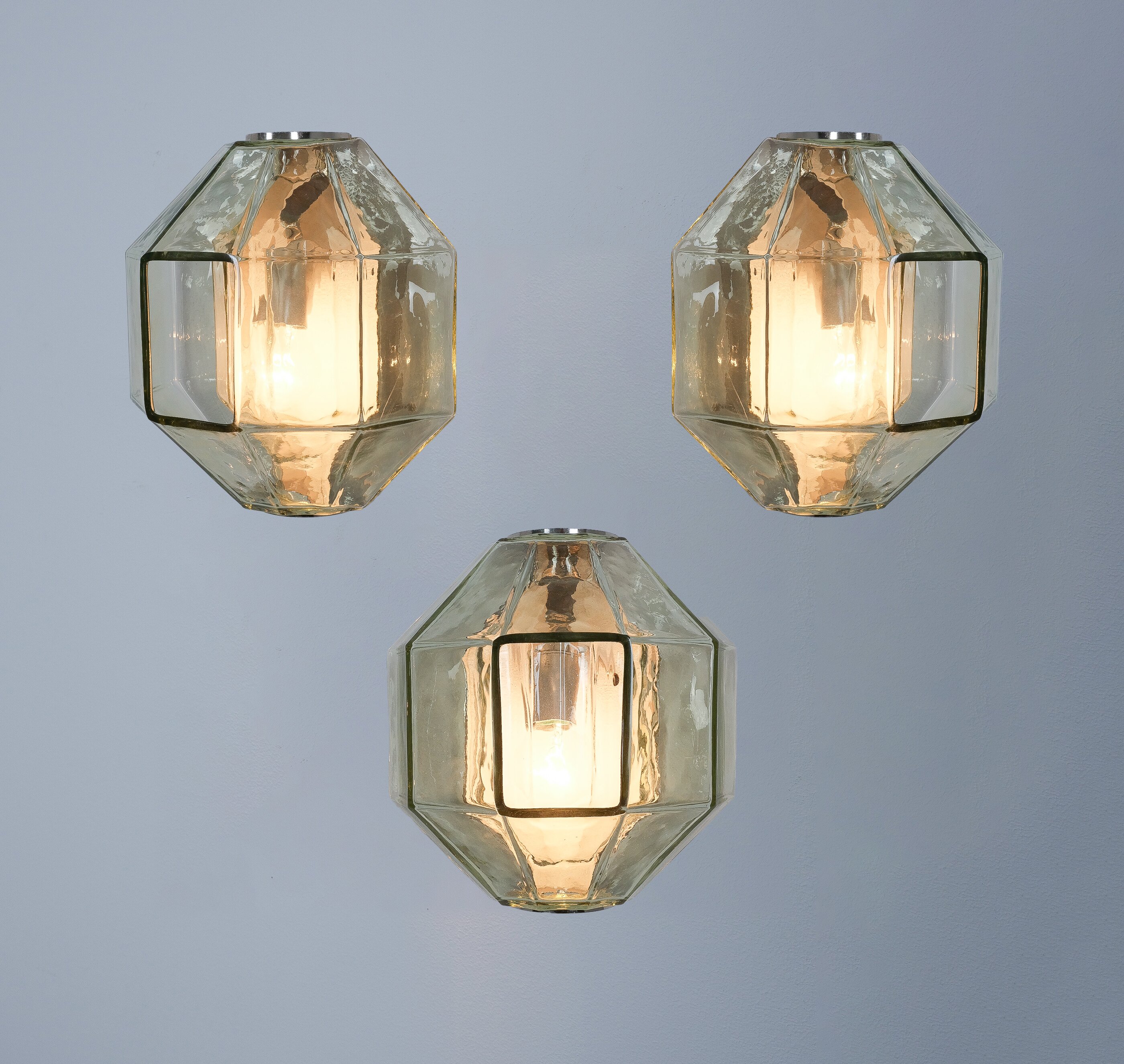 Set of Three Glass Wall Sconces by Vinicio Vianello, 1957