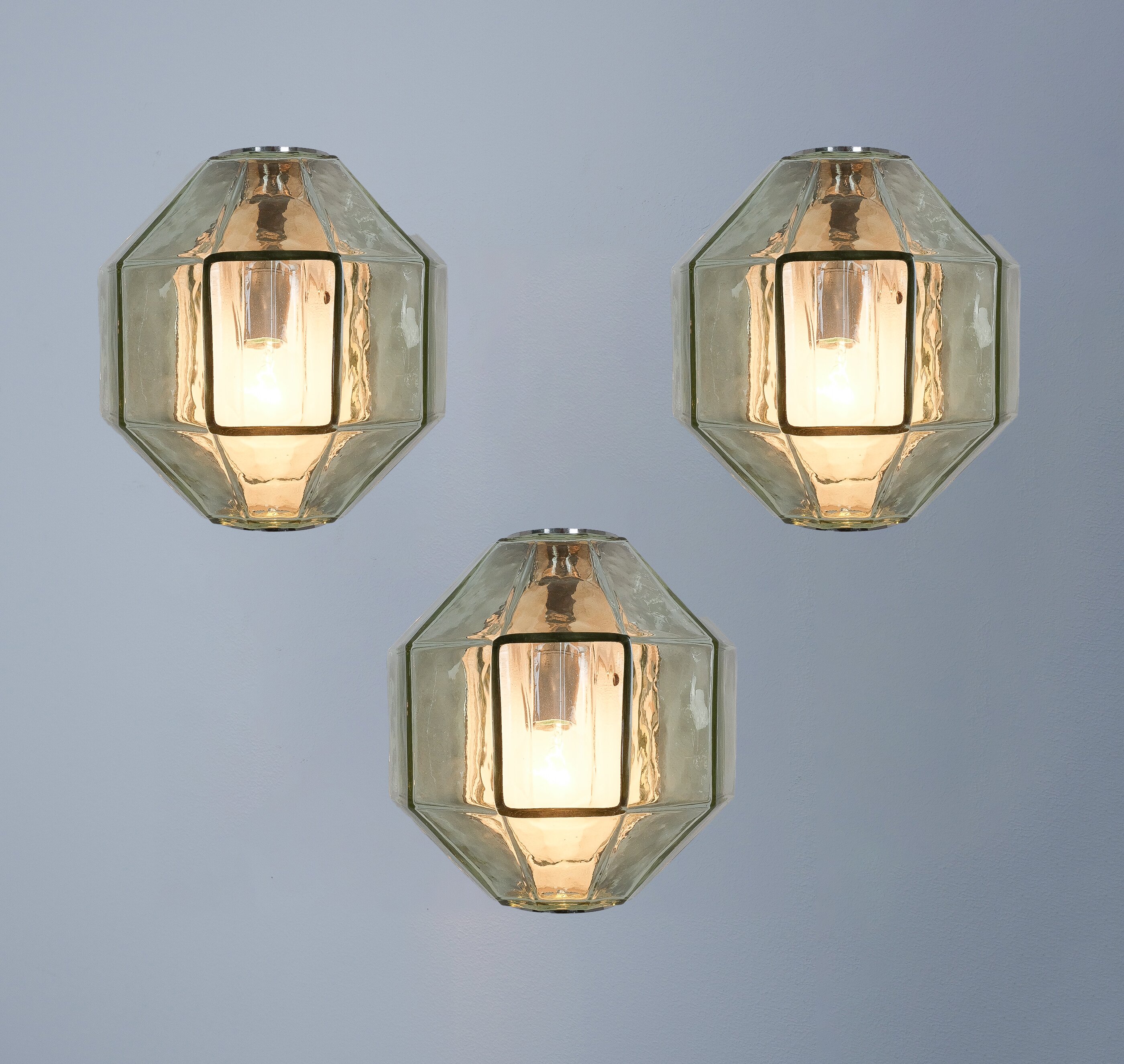 Set of Three Glass Wall Sconces by Vinicio Vianello, 1957
