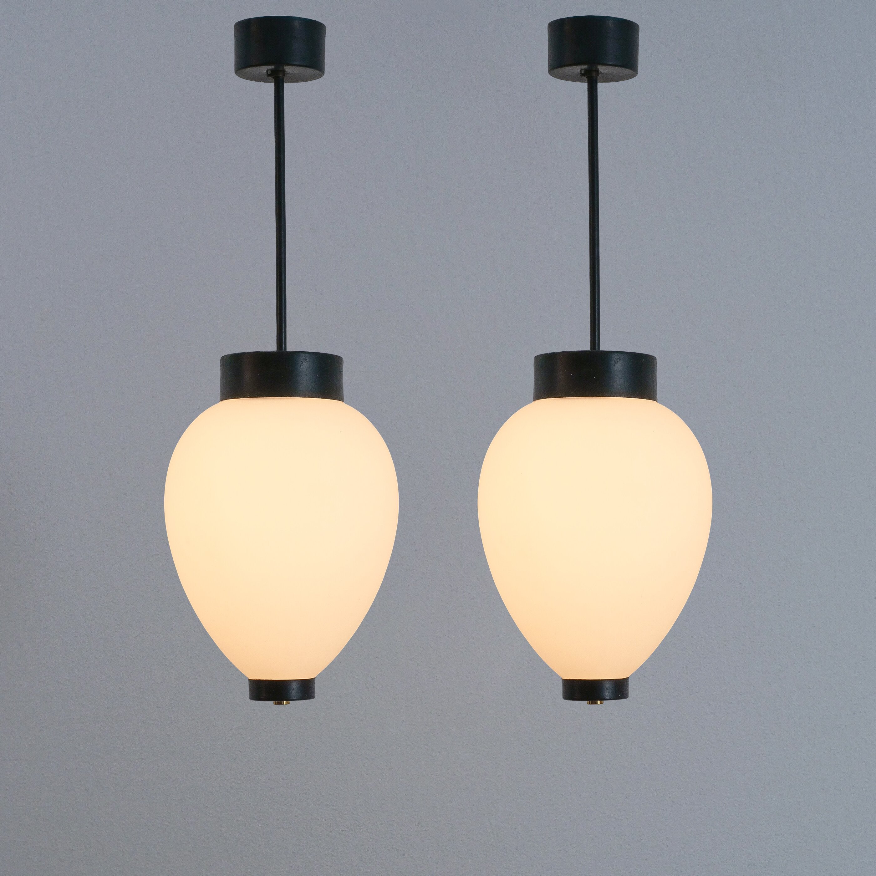 Stilnovo Opal Glass Pendant Lights, 1950