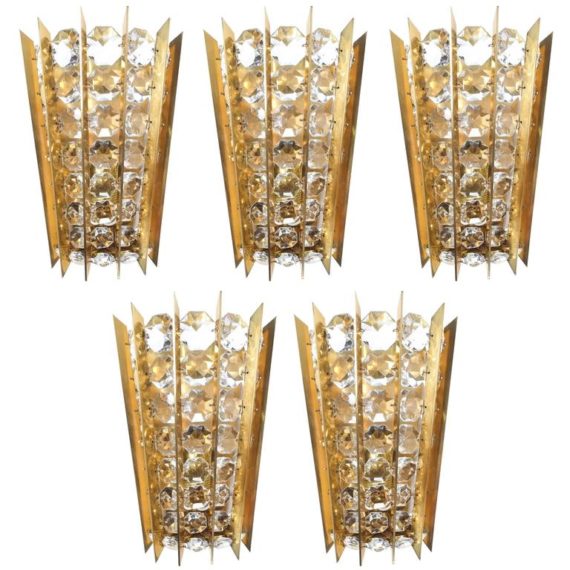 Bakalowits & Sohne Crystal and Brass Sconces