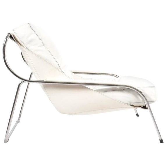 Marco Zanuso Maggiolina White Leather Chair by Zanotta, 1947