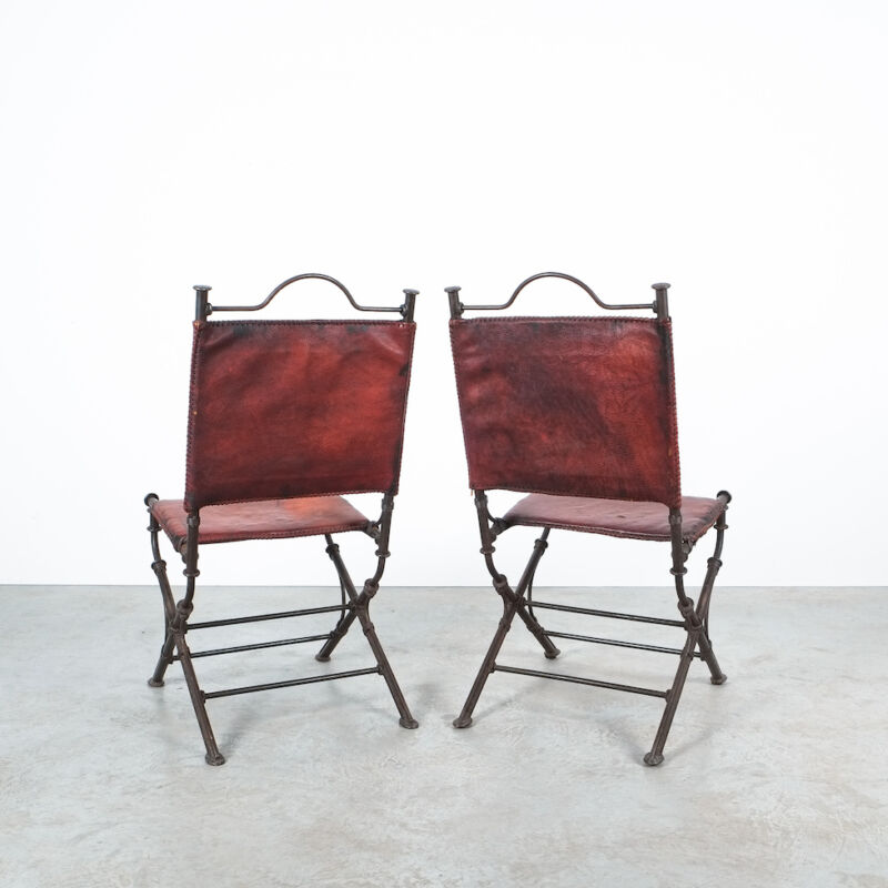 Ilana Goor Pair Chairs Iron Leather 03