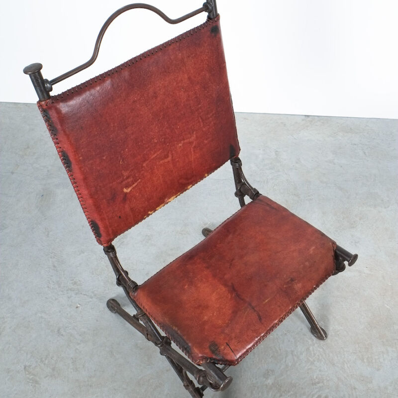 Ilana Goor Pair Chairs Iron Leather 07