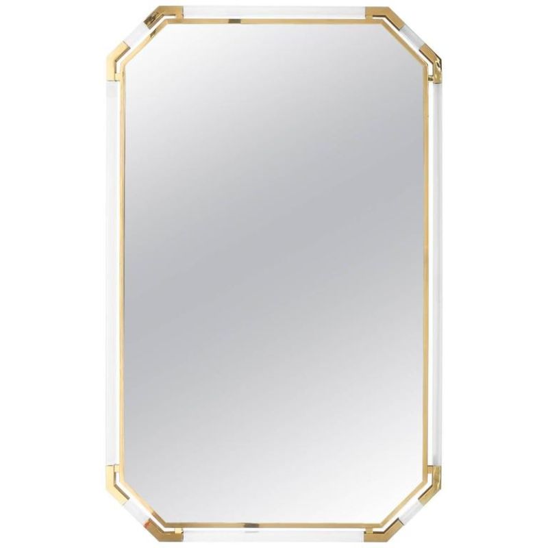 Guy Lefevre for Maison Jansen Very Large Lucite and Brass Mirror