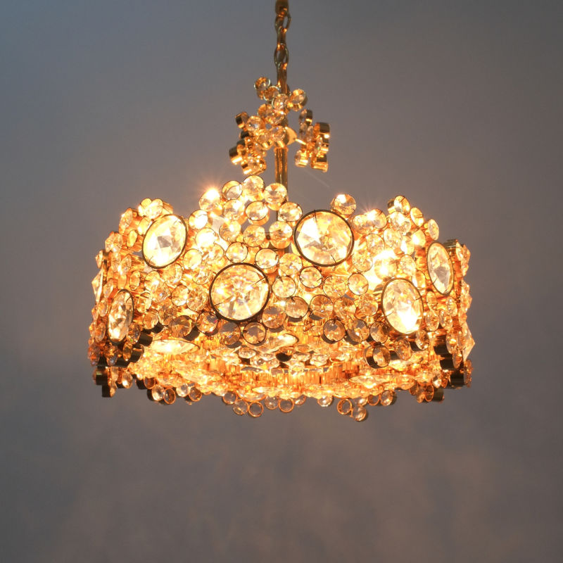Palwa encrusted Brass glass chandelier _11