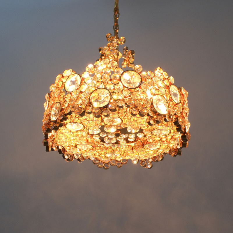 Palwa encrusted Brass glass chandelier _12