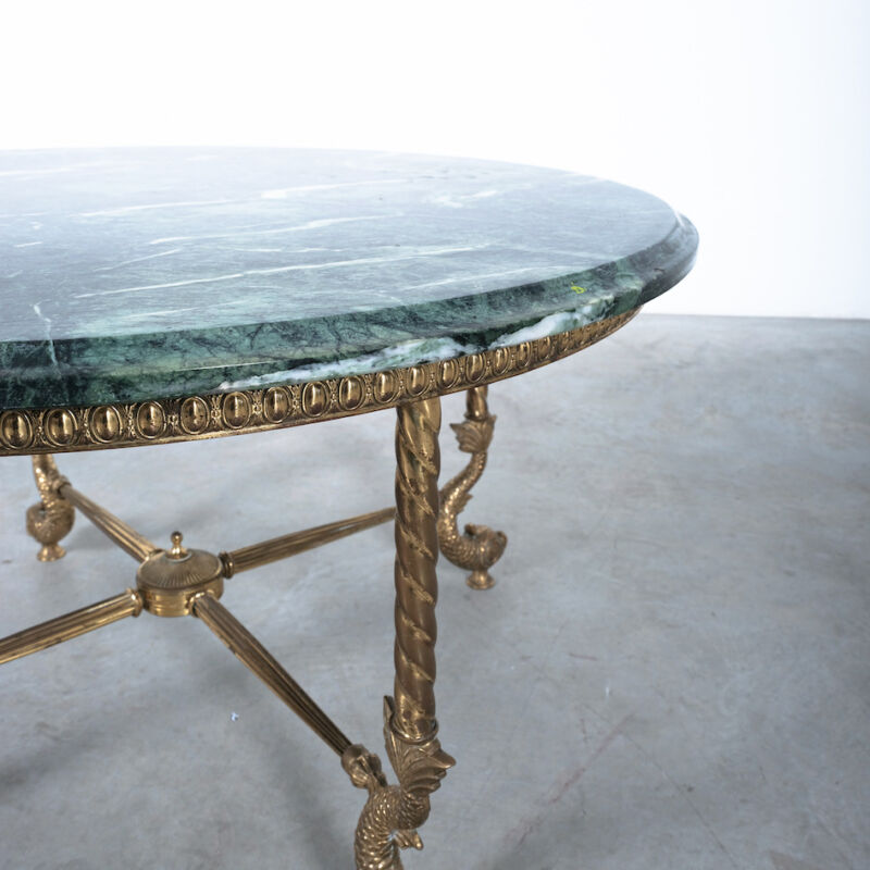 Table Round Green Marble Brass 03