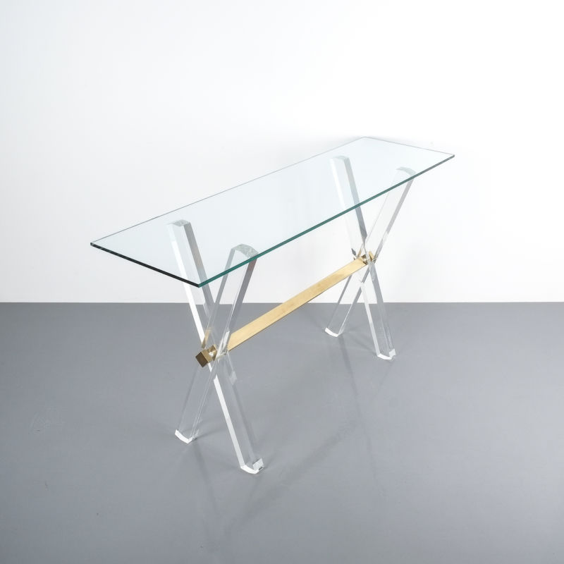 X console table lucite brass_09