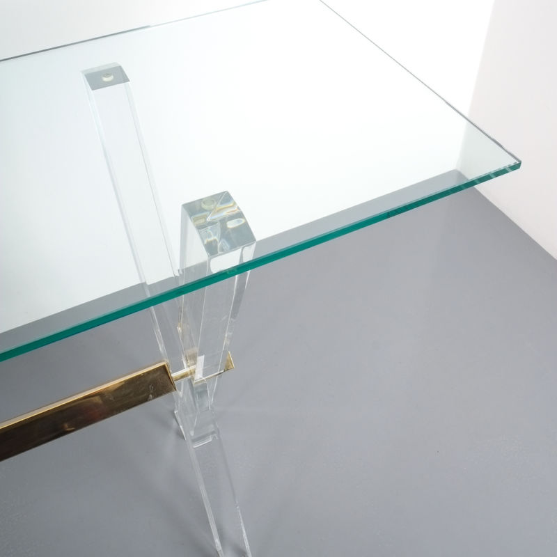 X console table lucite brass_11