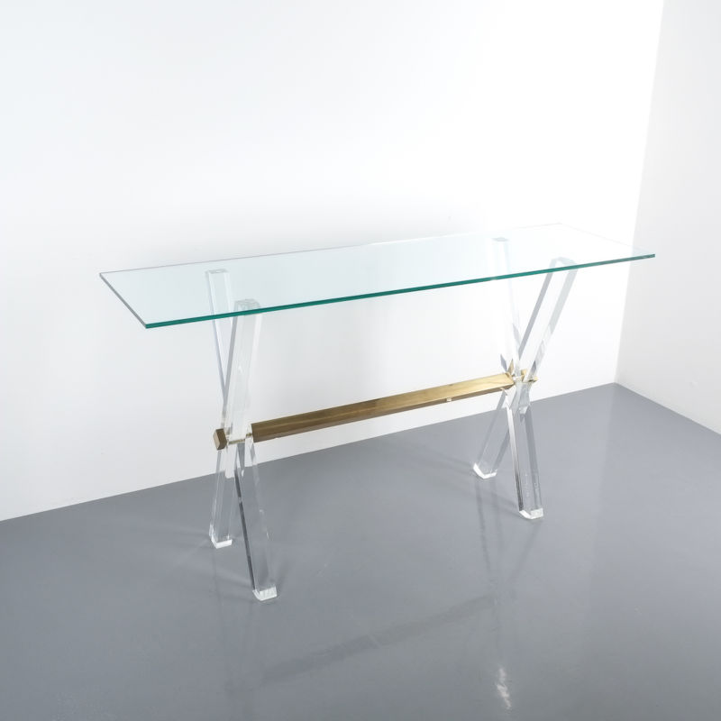X console table lucite brass_13