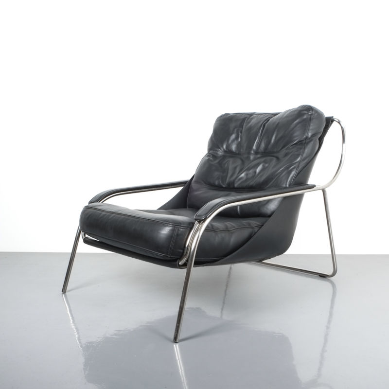 Zanuso Maggiolina Black Leather Chair_04 Kopie