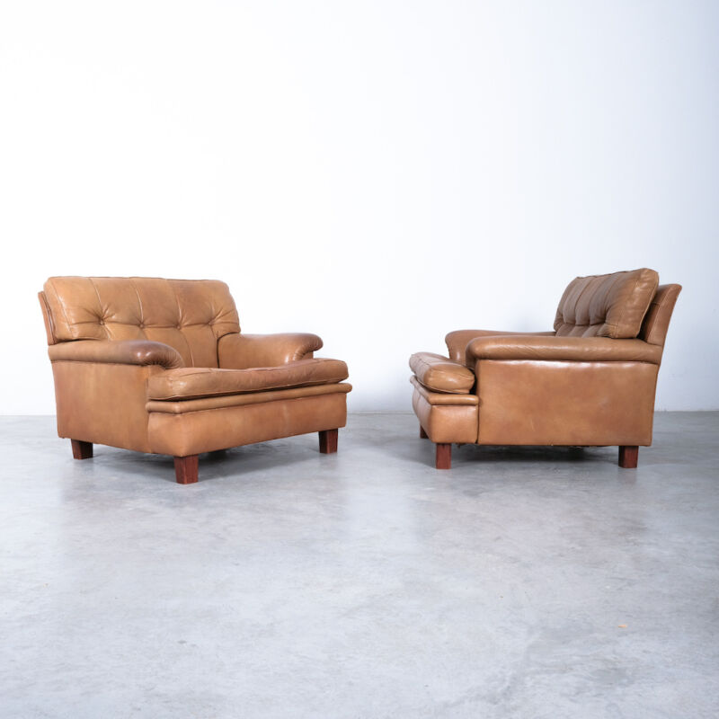 Arne Norell Merkur Chairs Leather Brown 01