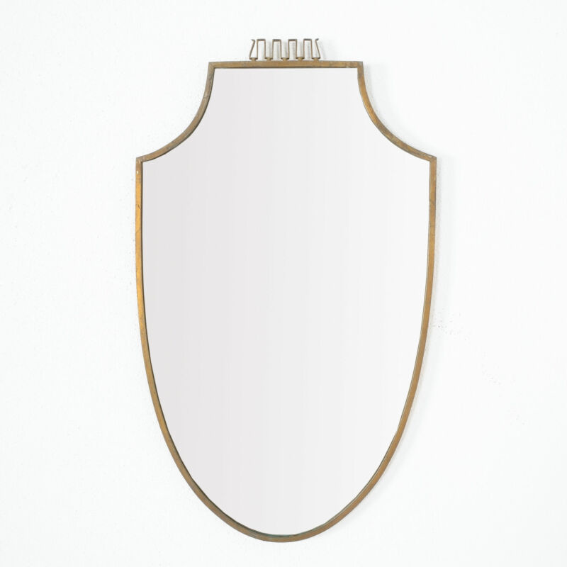 Brass Mirror Pair Crown Italy 03