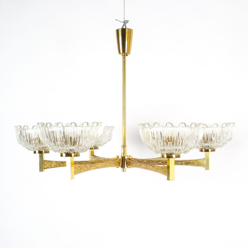 hans agne jakobsson brass glass chandelier 1950 1 Kopie