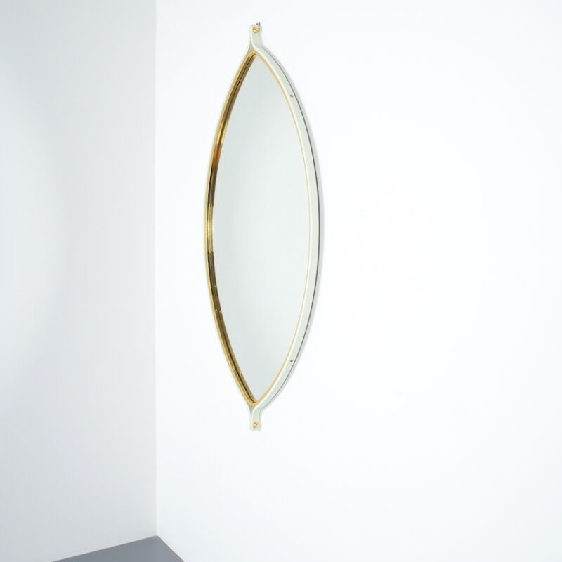 Lense Shaped Mirror Brass Italy 1970 05