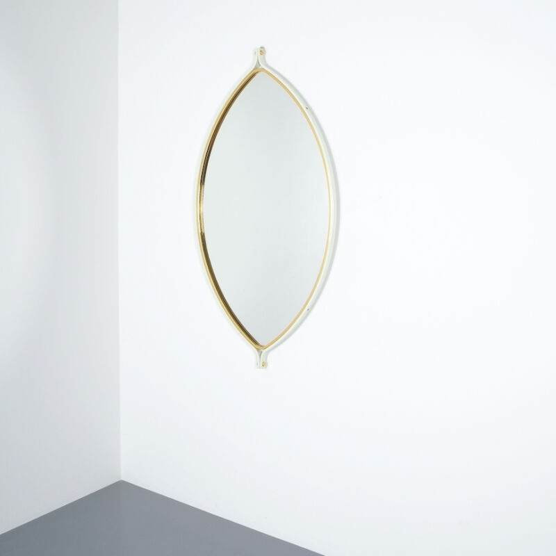 Lense Shaped Mirror Brass Italy 1970 06