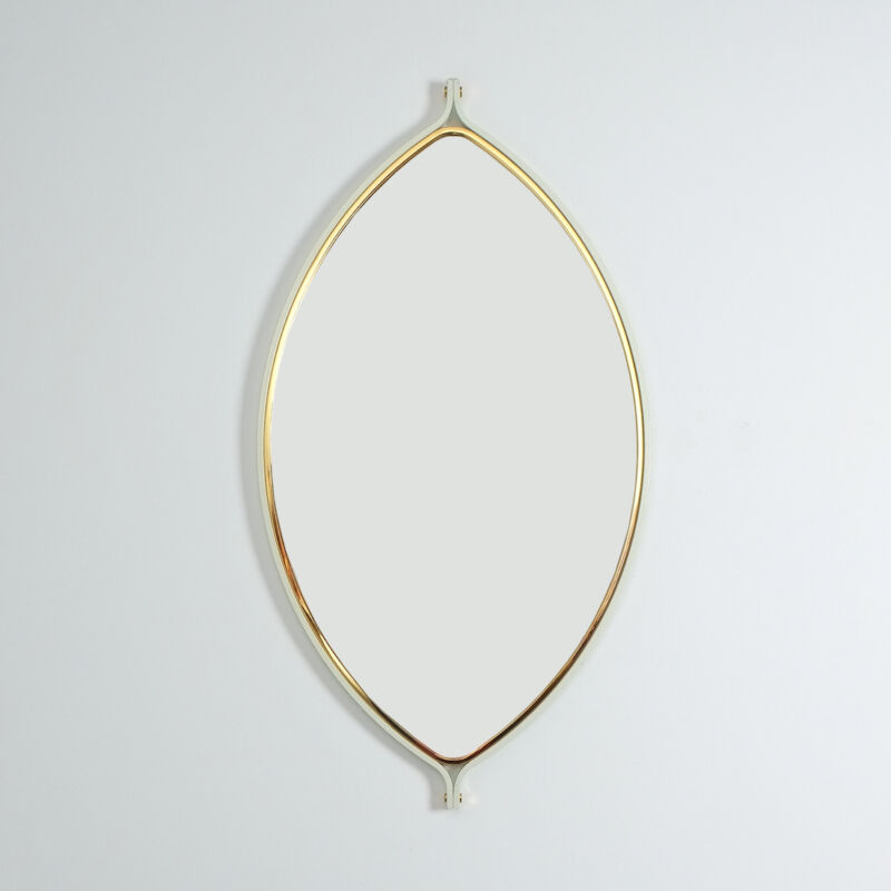 Lense Shaped Mirror Brass Italy 1970 09