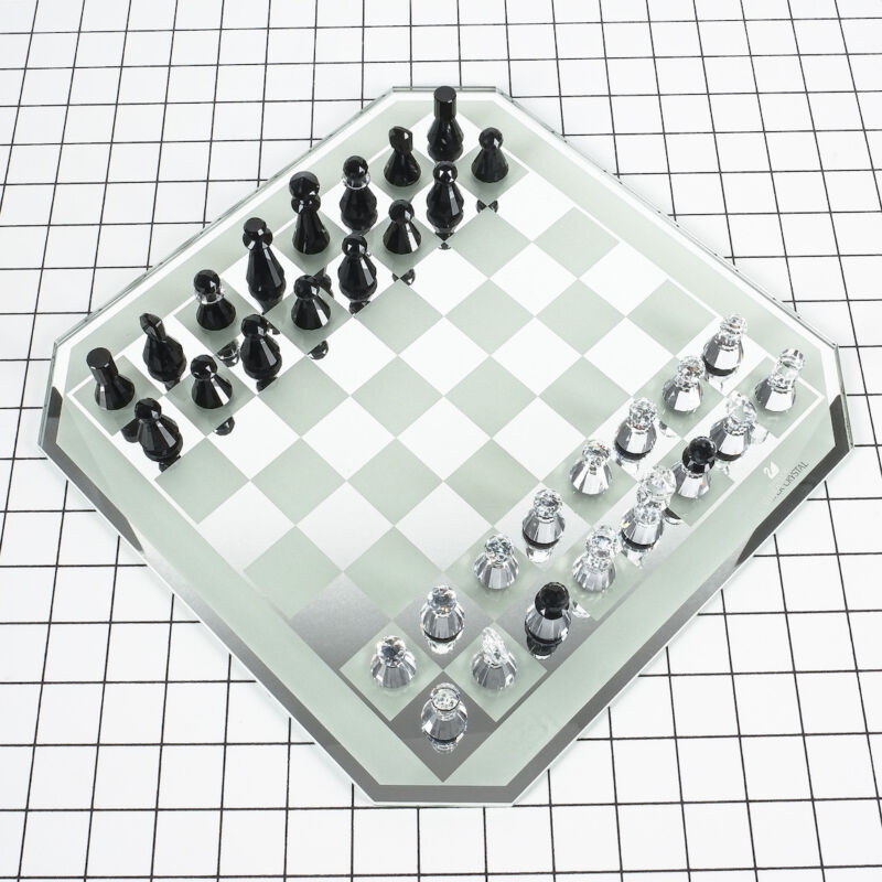 Swarovski Chess Set Silver Crystal 011